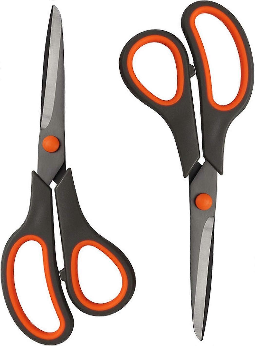 Scissors, 8" Multipurpose Scissors Bulk 2-Pack, Ultra Sharp Titanium Blade Shears, Comfort-Grip Handles, Sturdy Sharp Scissors for Office Home School 