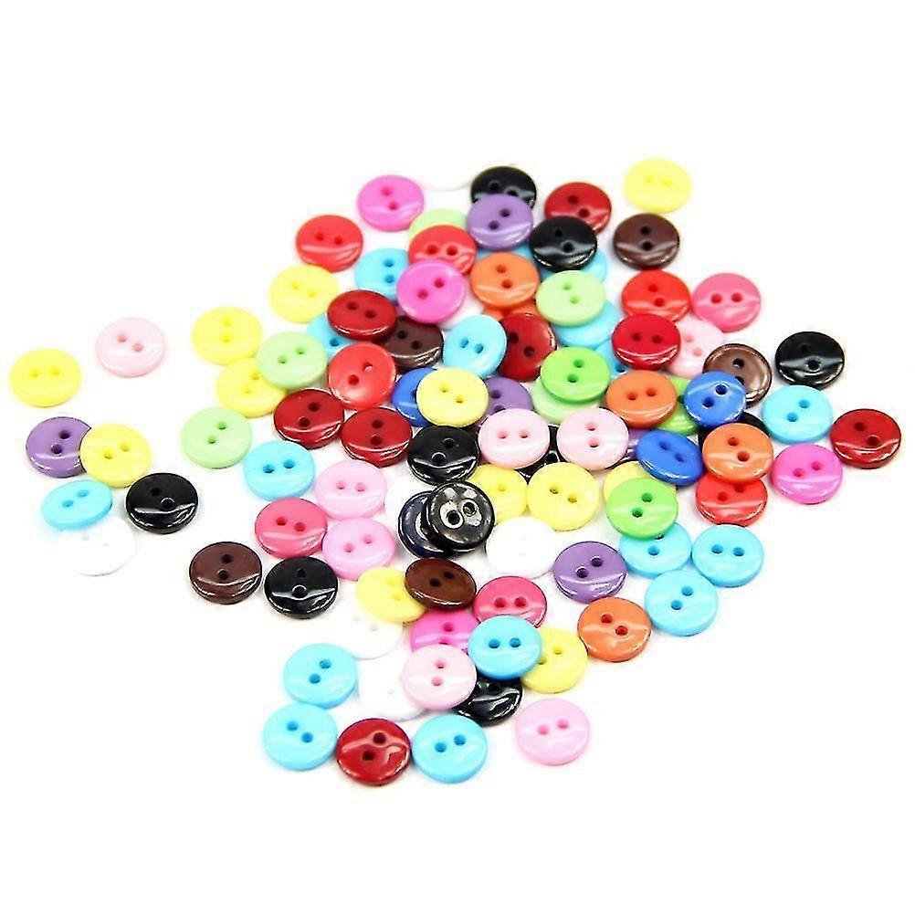 100pcs 8mm Mixed Color Round Shape Resin Buttons Sewing Accessories