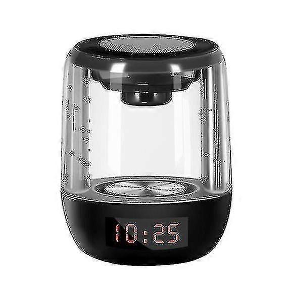 Portable Bluetooth 5.0 Speaker, Alarm Clock/clock/night Light Three In One With Led(black)