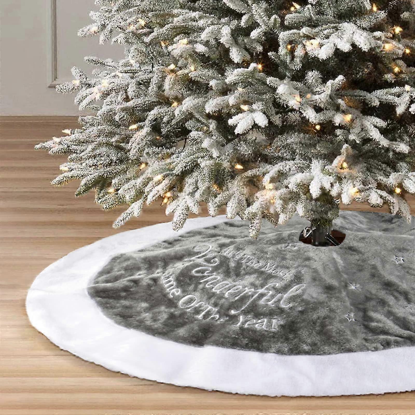 Tree Skirt Grey 90cm/36in Lar Tree Skirts P Round Mat Tree Rat For Xmas Home Rats