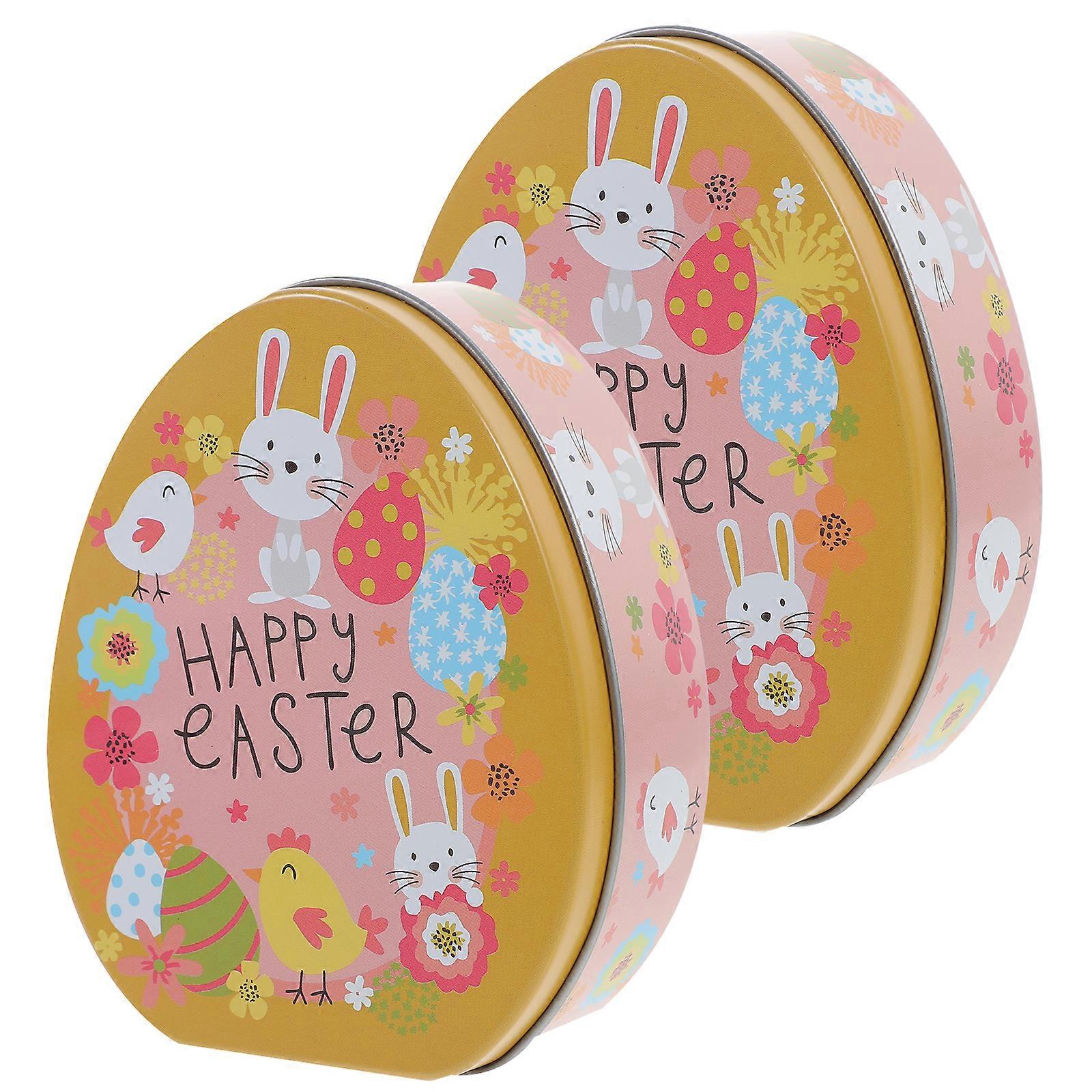 2pcs Egg Shaped Box Easter Egg Shape Candy Box Biscuit Storage Box Easter Cookie Box