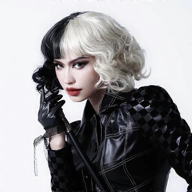 Black and white witch kuira cos wig