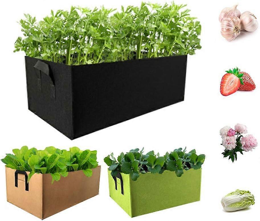3 قطع مستطيلة تنمو كيس أكياس نباتية كيس نمو النبات حوض كيس زراعة لشرفة المنزل