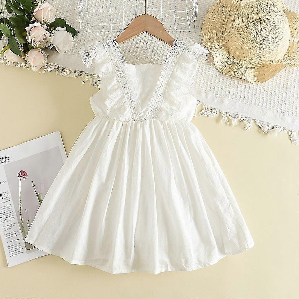 فساتين أطفال بنات 2023 فساتين أميرة دانتيل الصيف الجديد الأطفال ملابس بلون خالص حفل زفاف طفل Vestidos