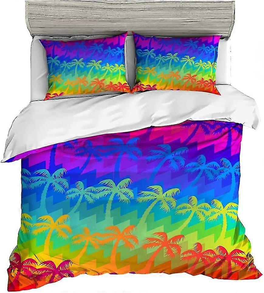 Duvet Cover Set Rainbow Gradient Bedding Set Sky Clouds Flicker Colorful Flowers Printed Quilt Cover With Pillowcase (style 5,single 135x200 Cm)