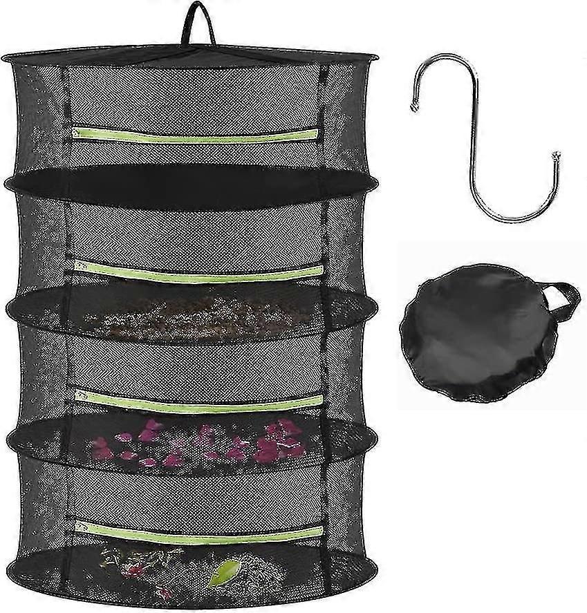 Drying Net, 4-layer Hanging Herb Drying Net Foldable Hanging Drying Herb Drying Rack With Zippers Fo