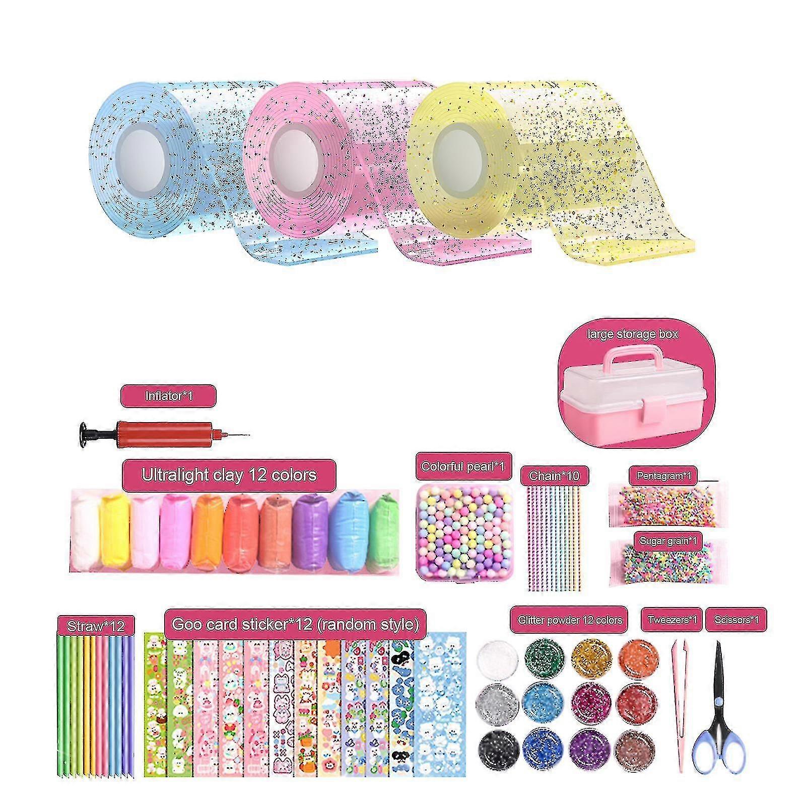 Tape Bubble Kit For Kids With Step-by-step Video Tutorials, Double Sided Gel Grip Traceless Tape Magical Tape Bubbles