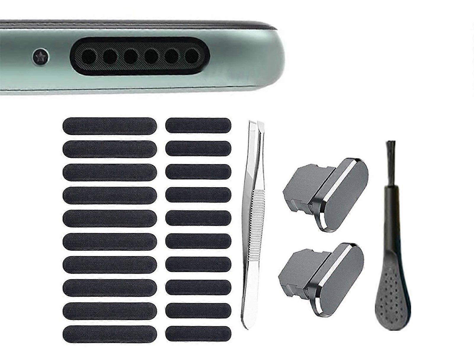 Phone Speaker Dustproof Stickers Dust Plugs Protector Kit for iPhone Grey