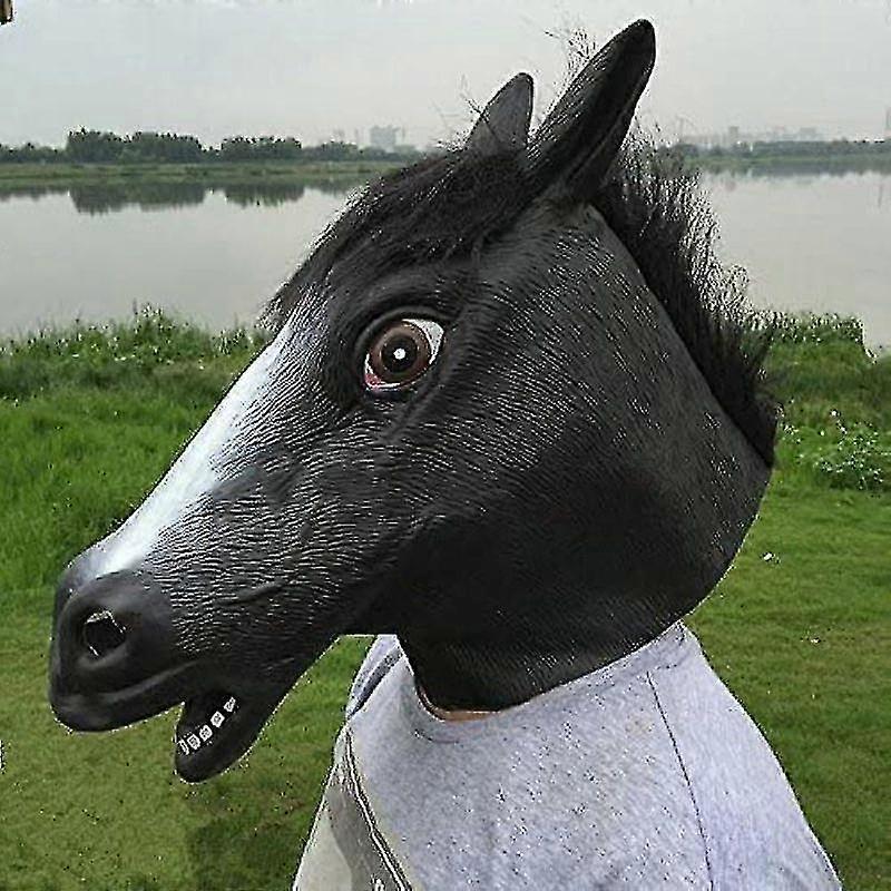 Chubby Roo Halloween Natural Latex Animal Face Mask For Womens And Men, Horse Head Mask Suitable For Halloween Costume Party Cosplay Prop In | Whizz - Foto 3