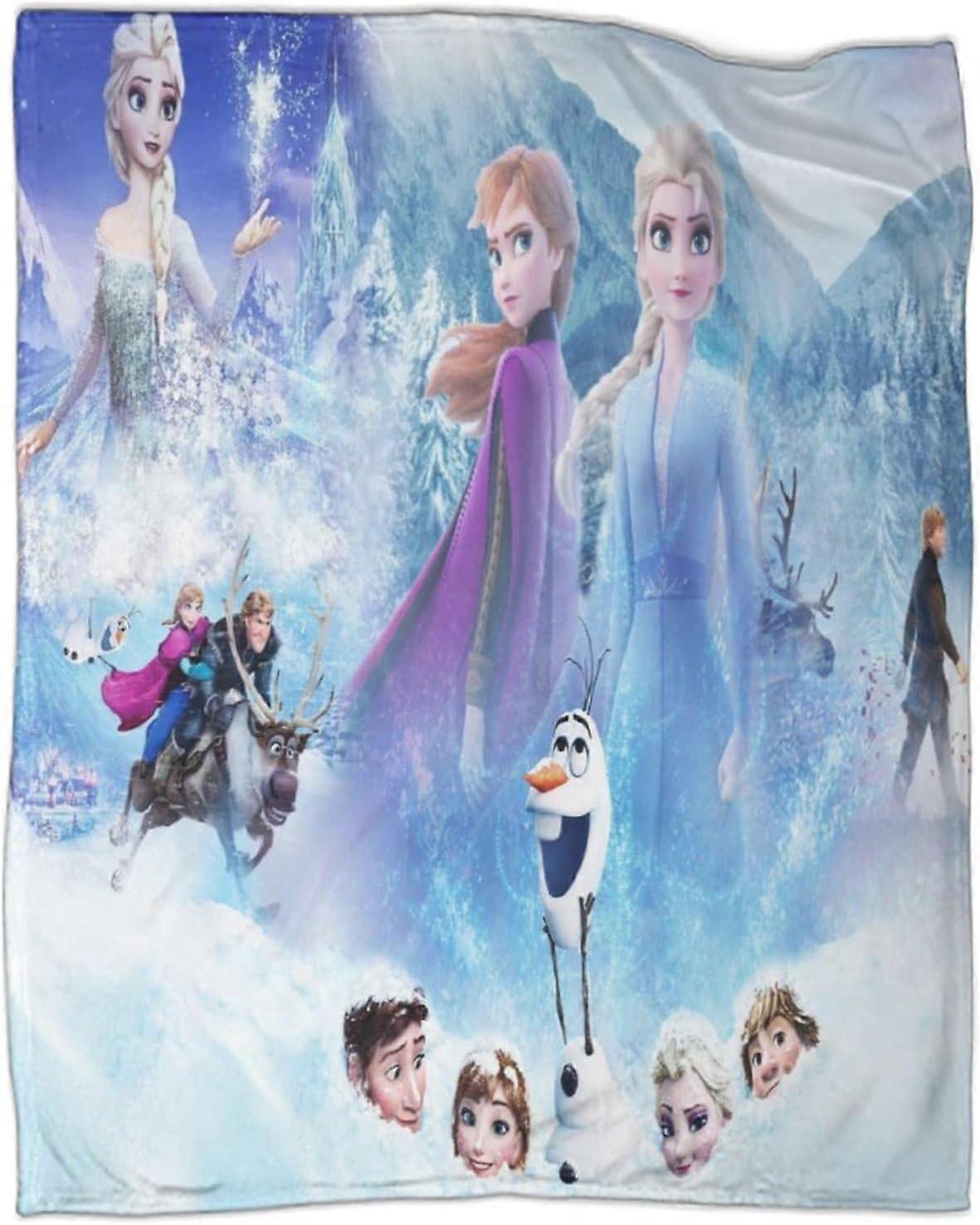 Cobertor Ultra Macio Frozen | Filmes Animados Throw Over Sofá Sofá | Colcha de Viagem Aconchegante e Fofa,-MYFX30