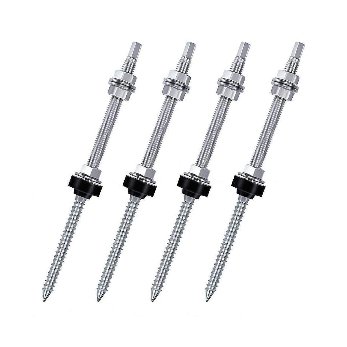 Hengerbolter, M10 x 250 mm, ferdigmontert, V2A, høydejusterbar, for solcellemontering