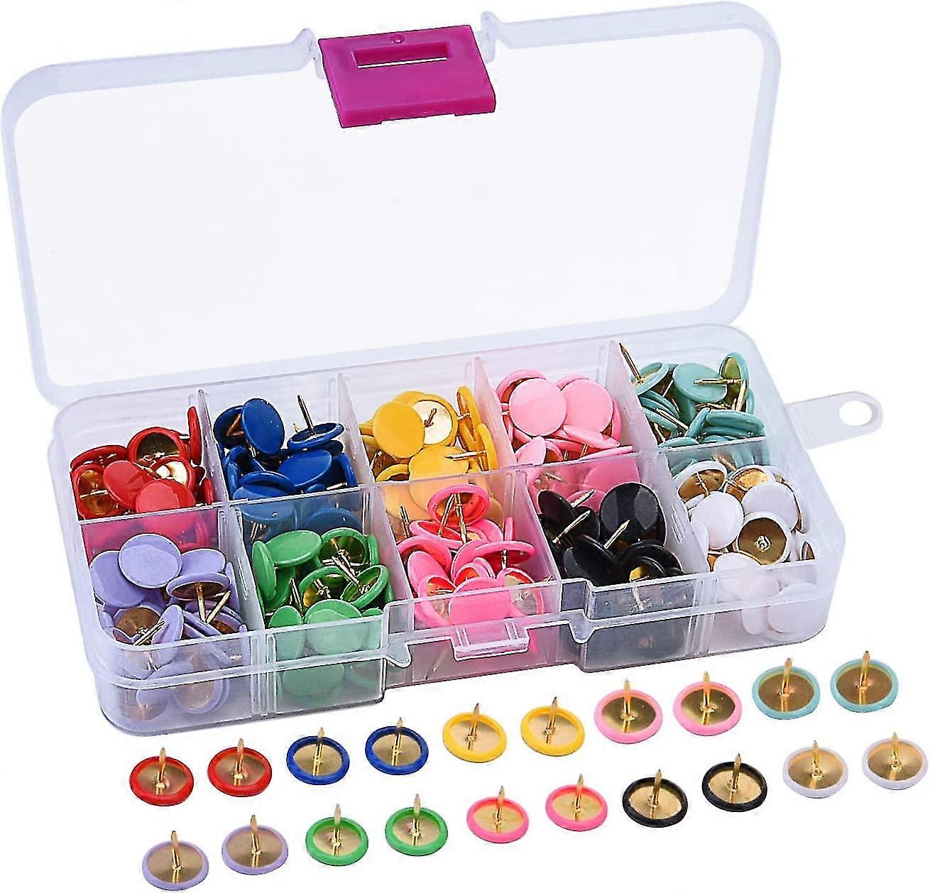 300 Pieces Thumb Tacks Colored Push Pins, Round Head Thumbtack, Steel Points 3/8 Inch, 10 Colors