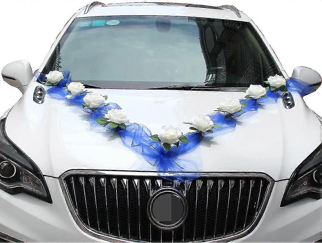 Wedding Car Flower Plate Ribbon Bows Set For All Car Models