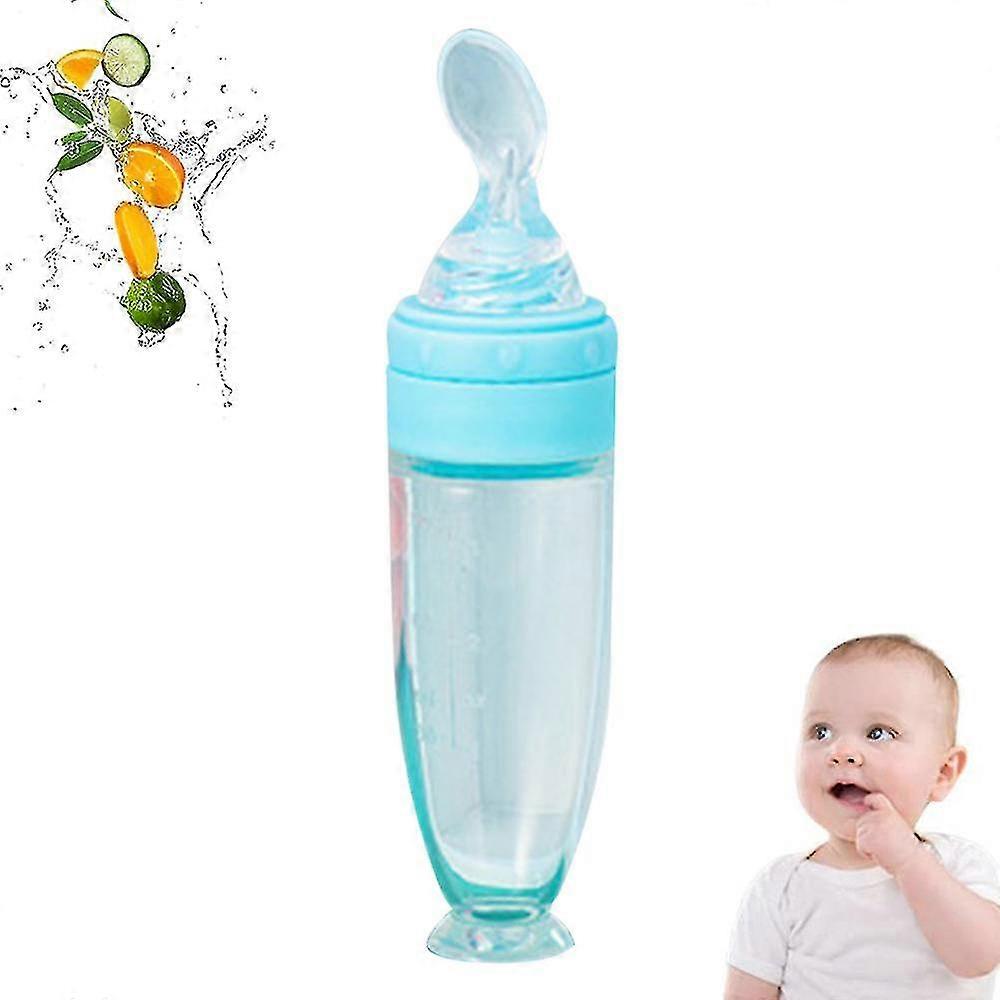 2 Pcs Silicone Baby Food Feeder,squeeze Cereal Bottle With Dispensing Spoonsuction Cup Design
