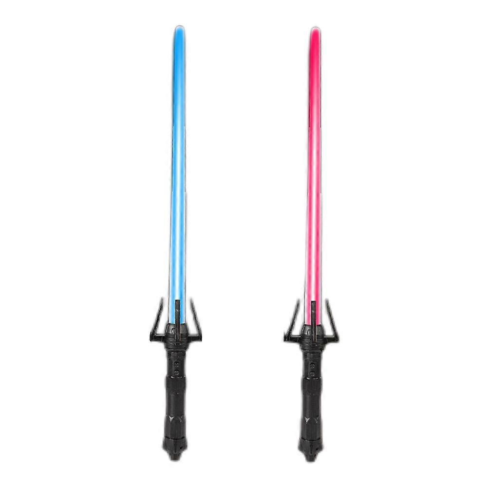 2Pcs 2 in 1 7 Colors Changing Light Up Sword Expandable Light Sword with Sound Cosplay Toy for Kids Adults Halloween Christmas Gift