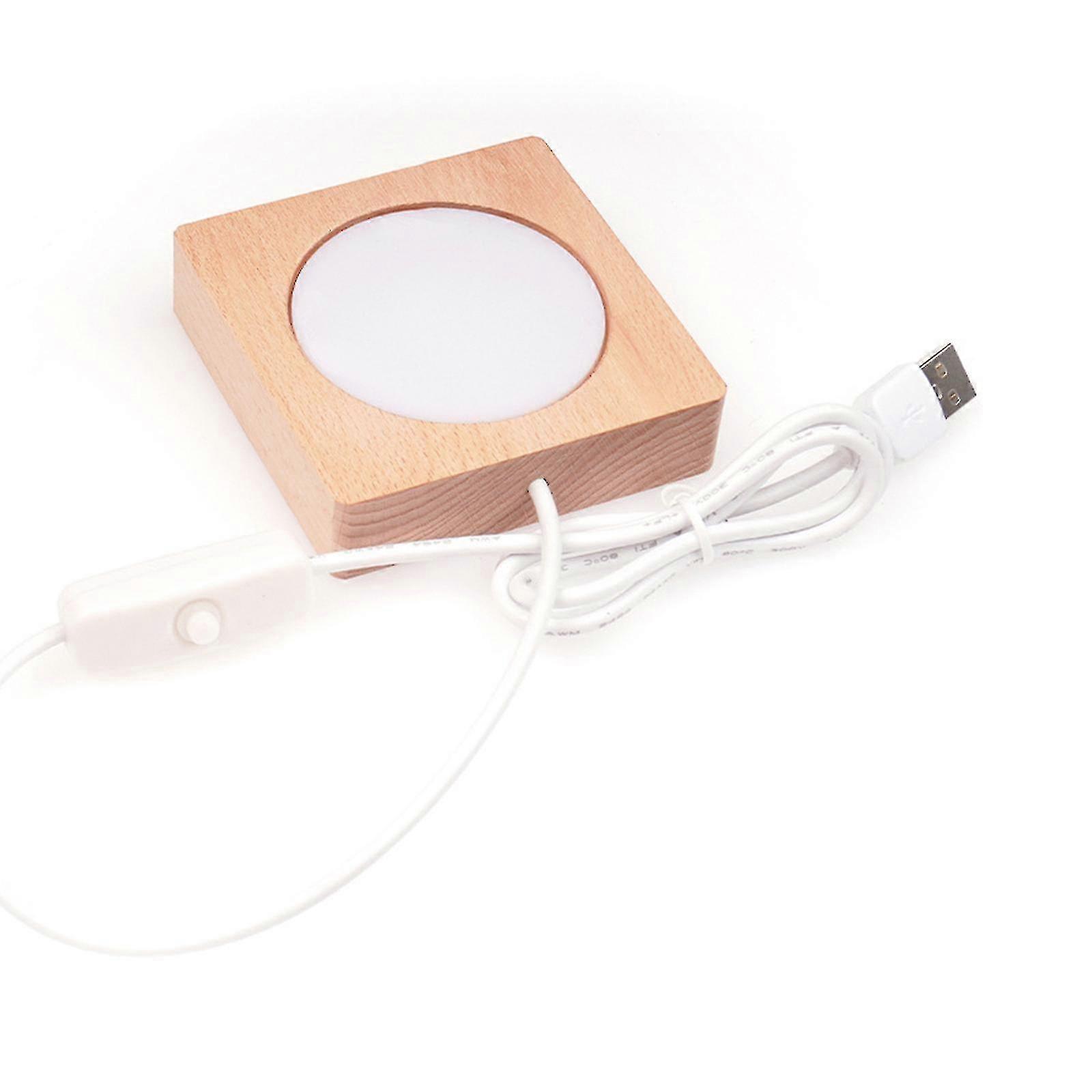 Wooden Led Light Base For 2d/3d Crystal Crafts - Multipurpose Square Usb Illumination Stand