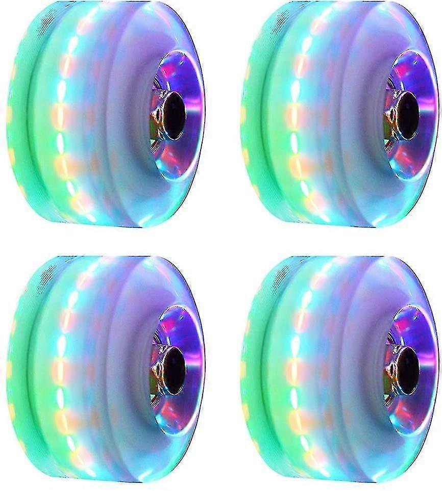 4 Light Up Replacement Wheels For Dual Roller Skateboard, Led Skateboard, 82a Core