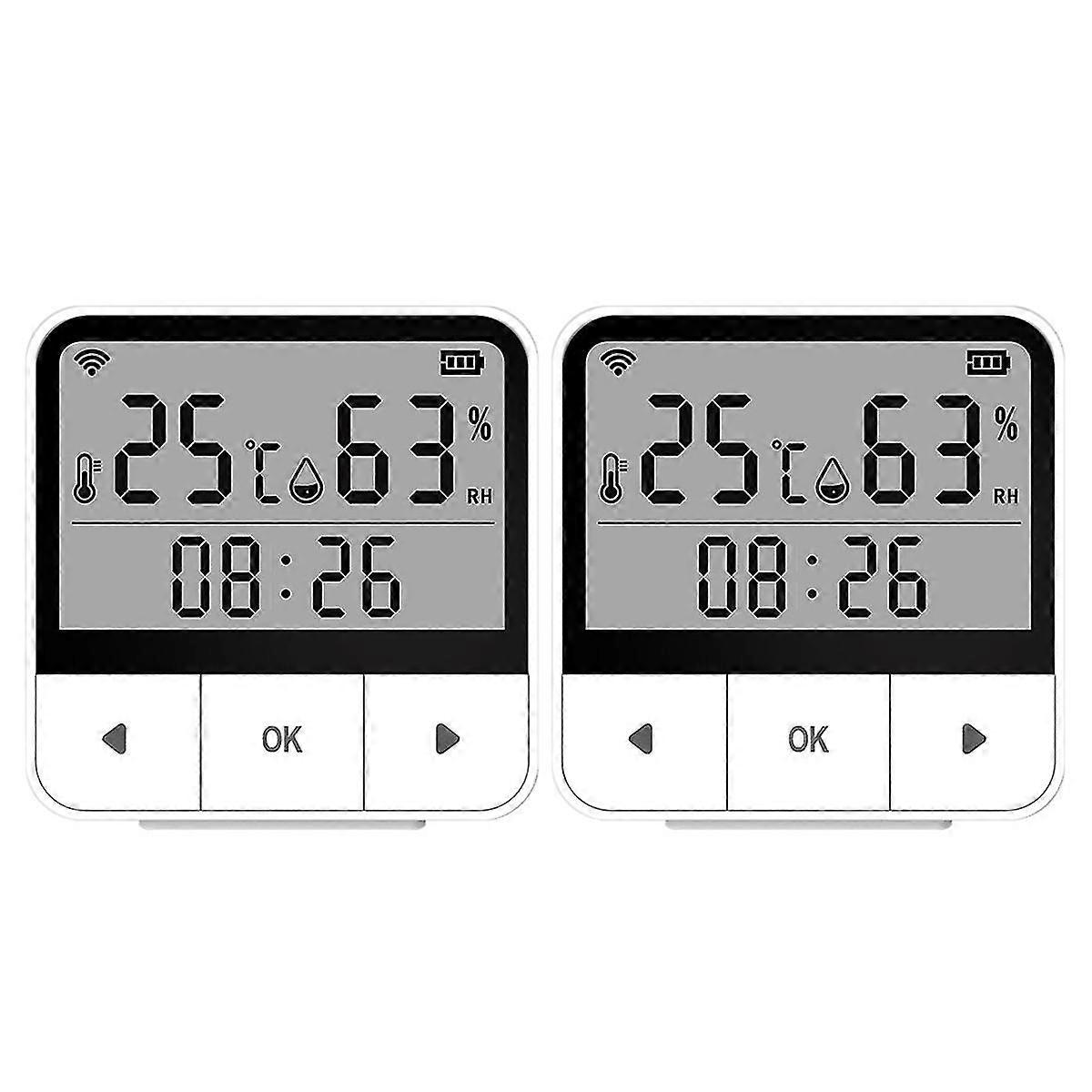 2pcs Tuya Wifi Temperature And Humidity Sensor Detector Indoor For Goo