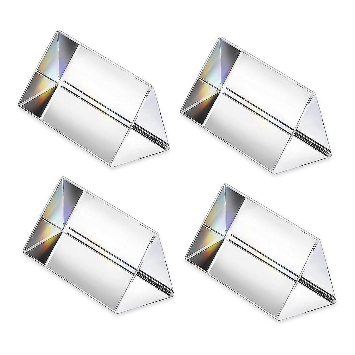 4pcs Clear Triangular Prism For Rainbow Lights Crystal Optical Prisms Glass Physics Teaching Refracted Light Spectrum