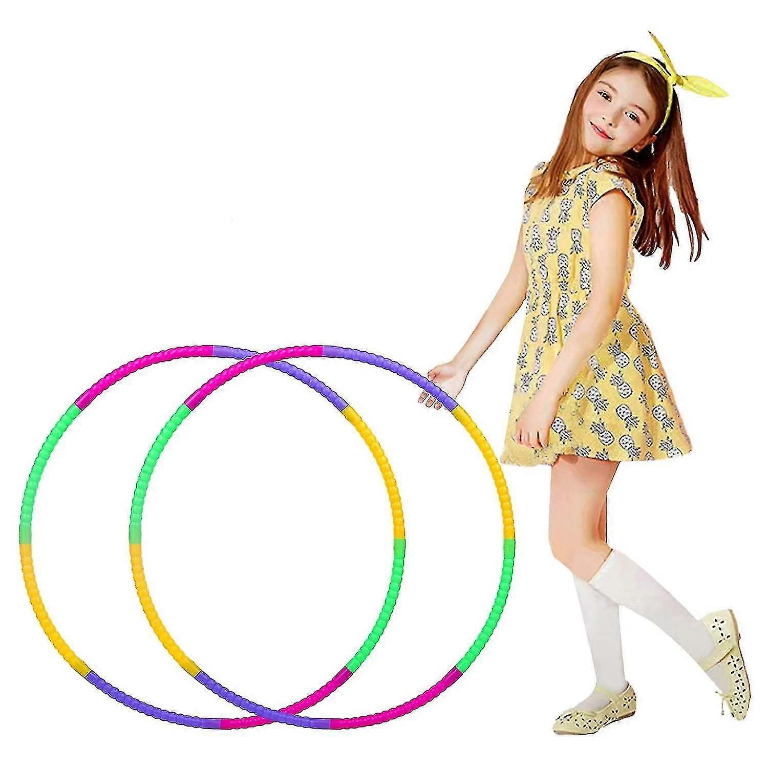 2 عبوة أطواق حولا هوب ، للأطفال ، 8 أقسام قابلة للفك ، مناسبة لطوق الهولا ، اللياقة البدنية الداخلية والخارجية ، الجمباز ، الرقص واليوغا