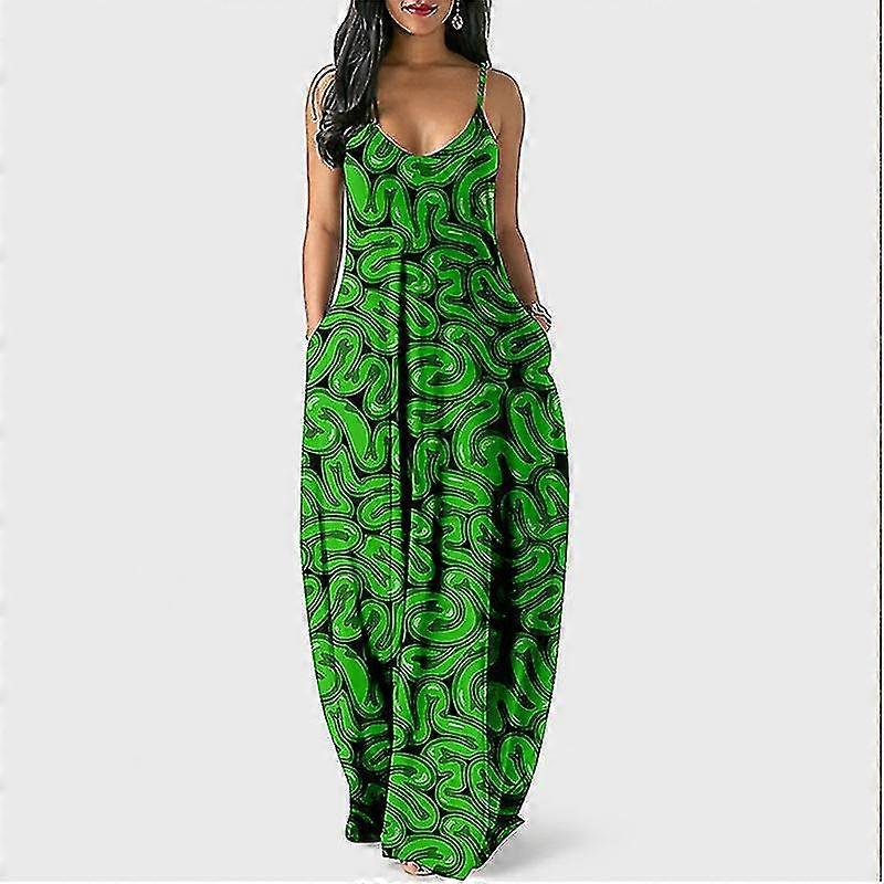 Women Pumpkin Printed Maxi Dresses Kaftan Holiday Summer Beach Sundress Halloween Print Long Dress