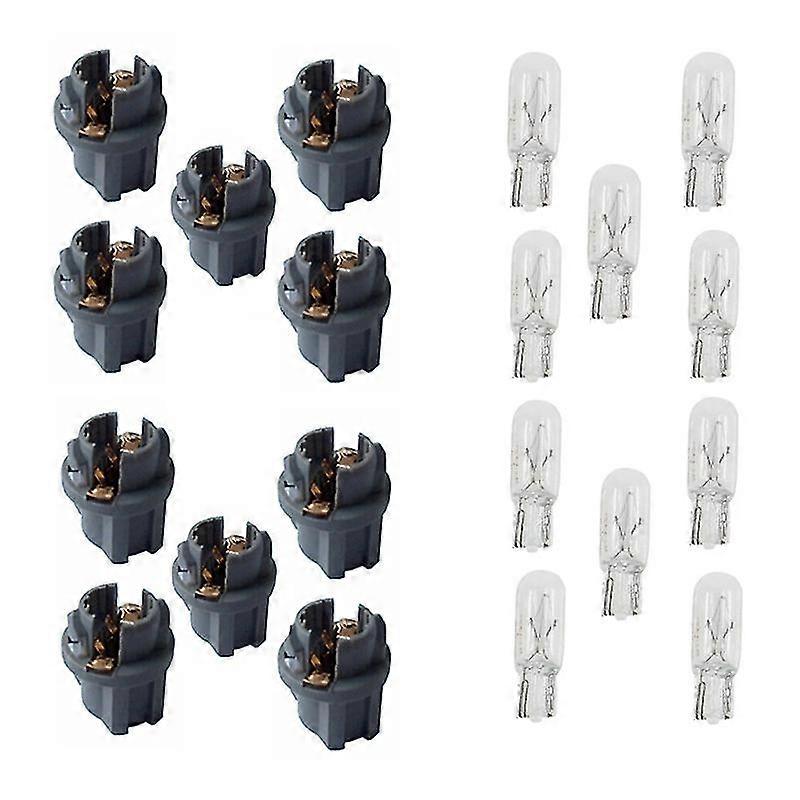 10 stk hvit / blå LED-pærer og baser Socket For T6.5-V2 diameter bil dashbord advarsel indikator lys instrument klynge lampe