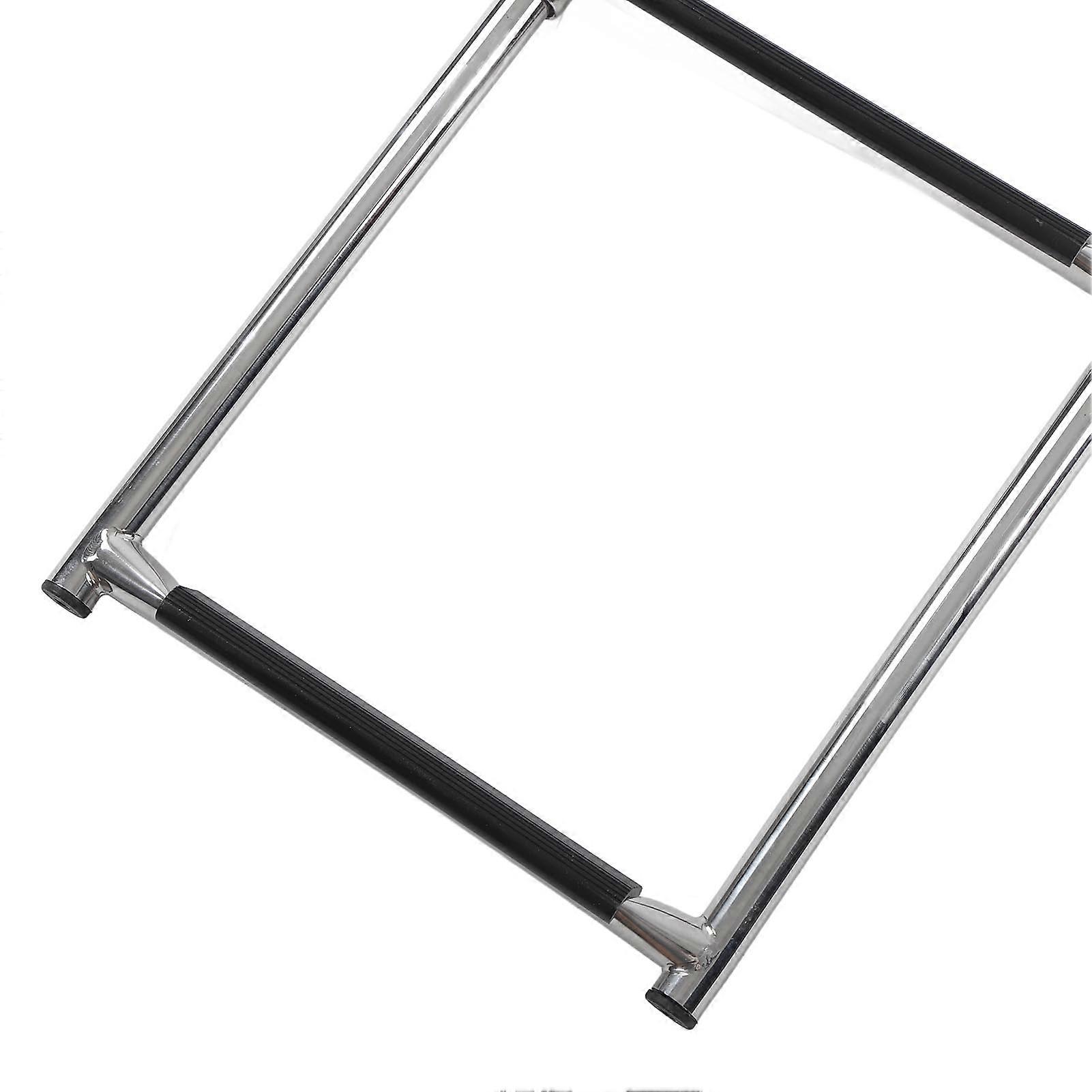 3 Step Pontoon Boat Ladder Stainless Steel Heavy Duty Foldable Telescoping Inboard Swim Deck Ladder with Arched Handle