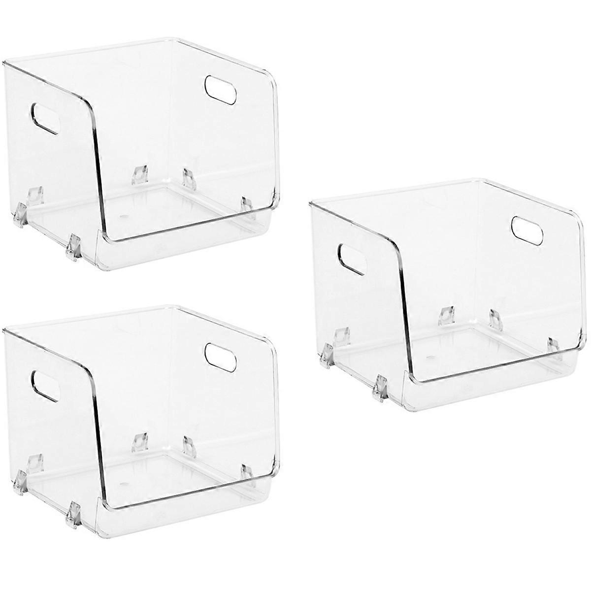 BD-Open Compartment Clear Plastic Organizer, Stackable Plastic Vanity Container Storage Bins, Small, Multipurpose Bins, Pantry Organizers And Storage,