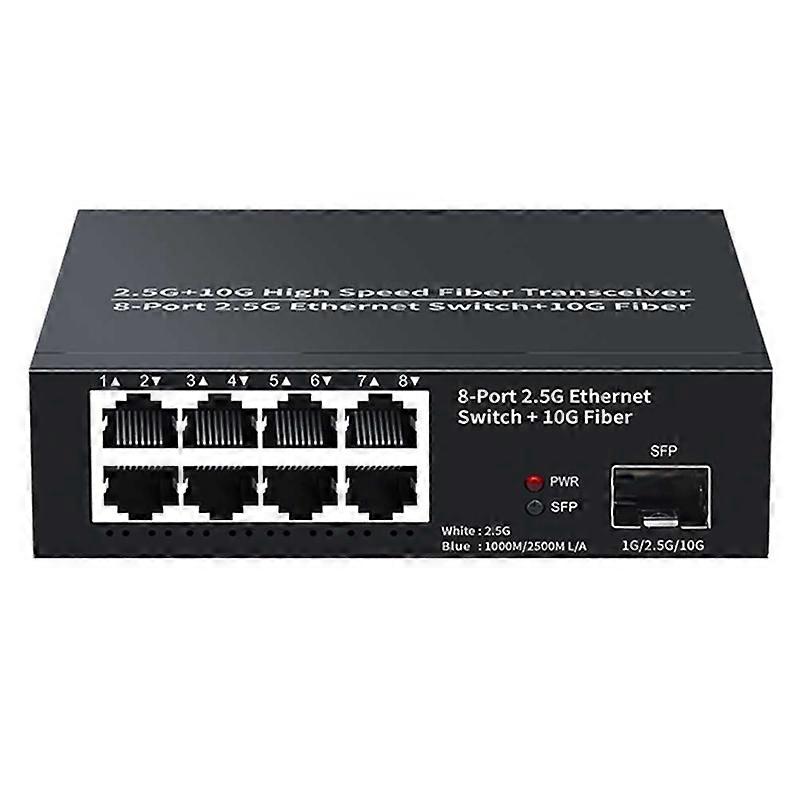 8-Port-Ethernet-Switch-2,5-Gbit/s-Netzwerk-Umschalter + 1-Port-10G-Glasfasersteckplatz Heimlabor-Netzwerk-Switch-Plug-and-Play-UK-Stecker