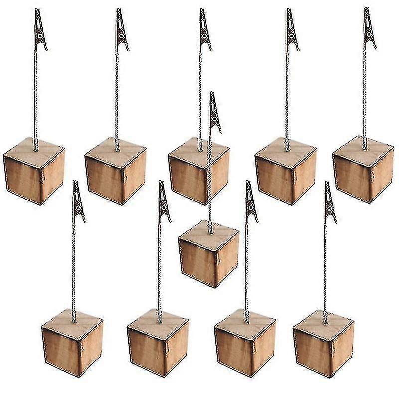 حاملو البطاقات الخشبية مع مشبك حديدي 10pcs