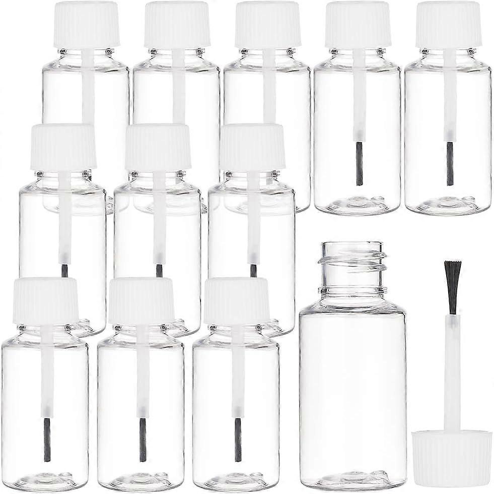 20 Packs 20ml(0.68fl. oz) Plastic Brush Applicator Bottles with White Cap Empty Refillable Nail Polish Touch Up Bottle with Brush Top for Glue Paint N