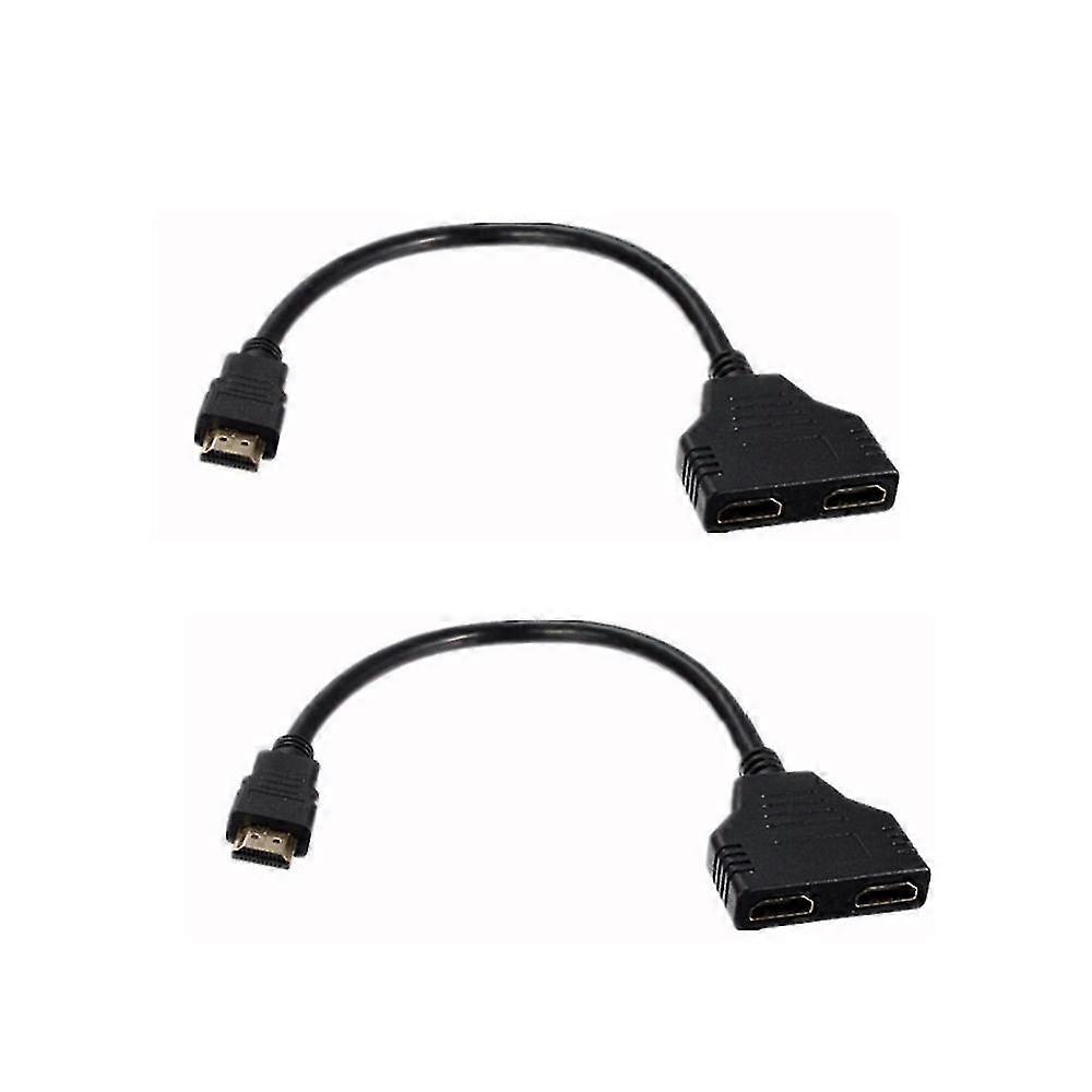 2pcs Hdmi-compatible Cable Splitter 1080p 2 Dual Port Splitter 1 In 2 Out Cable Adapter For Lcd Monitor/hdtv/dvd Hdmi-compatible Splitter