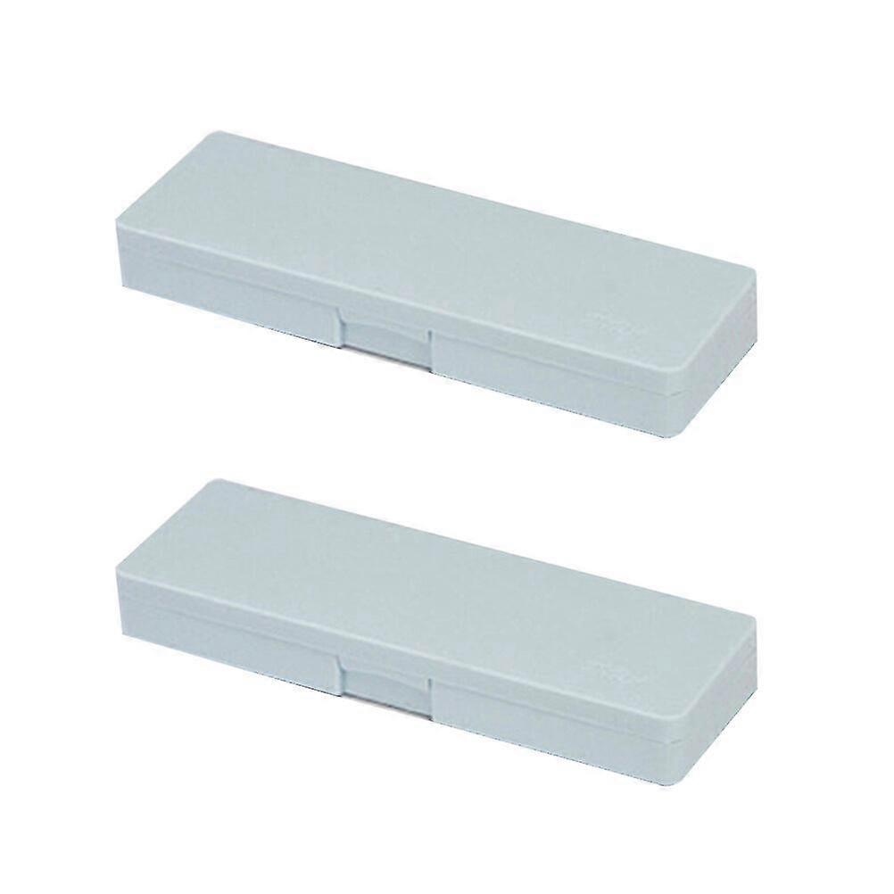 2pcs Simple Plastic Pencil Box Multi-function Stationery Case Creative School Pen Holder For Students (light Blue)