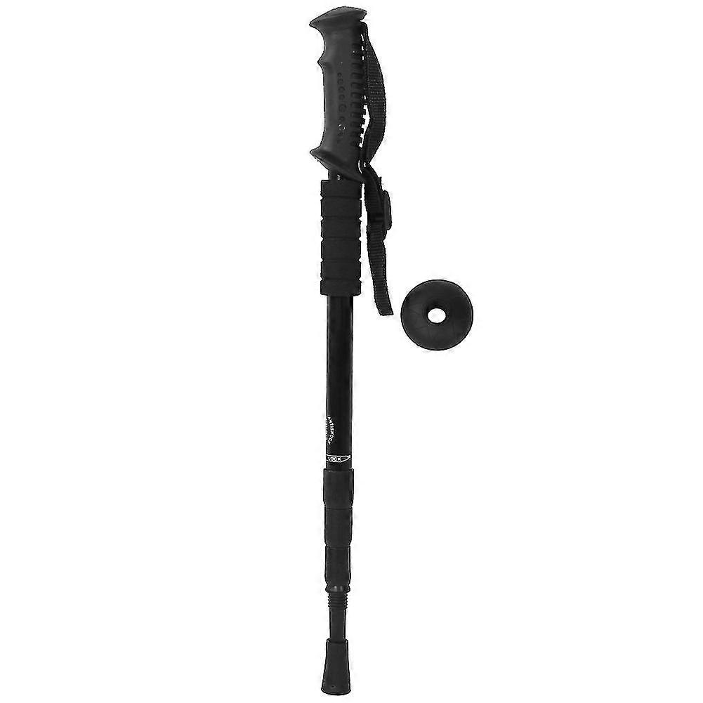 Four-Section Black Outdoor Trekking Pole Hiking Stick