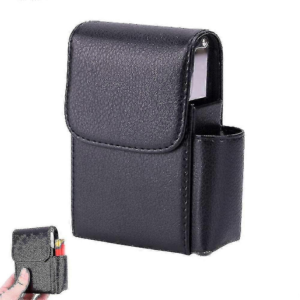 Cigarette Case With Pu Leather, Flip Lighter Bag, Business Card Case,Black