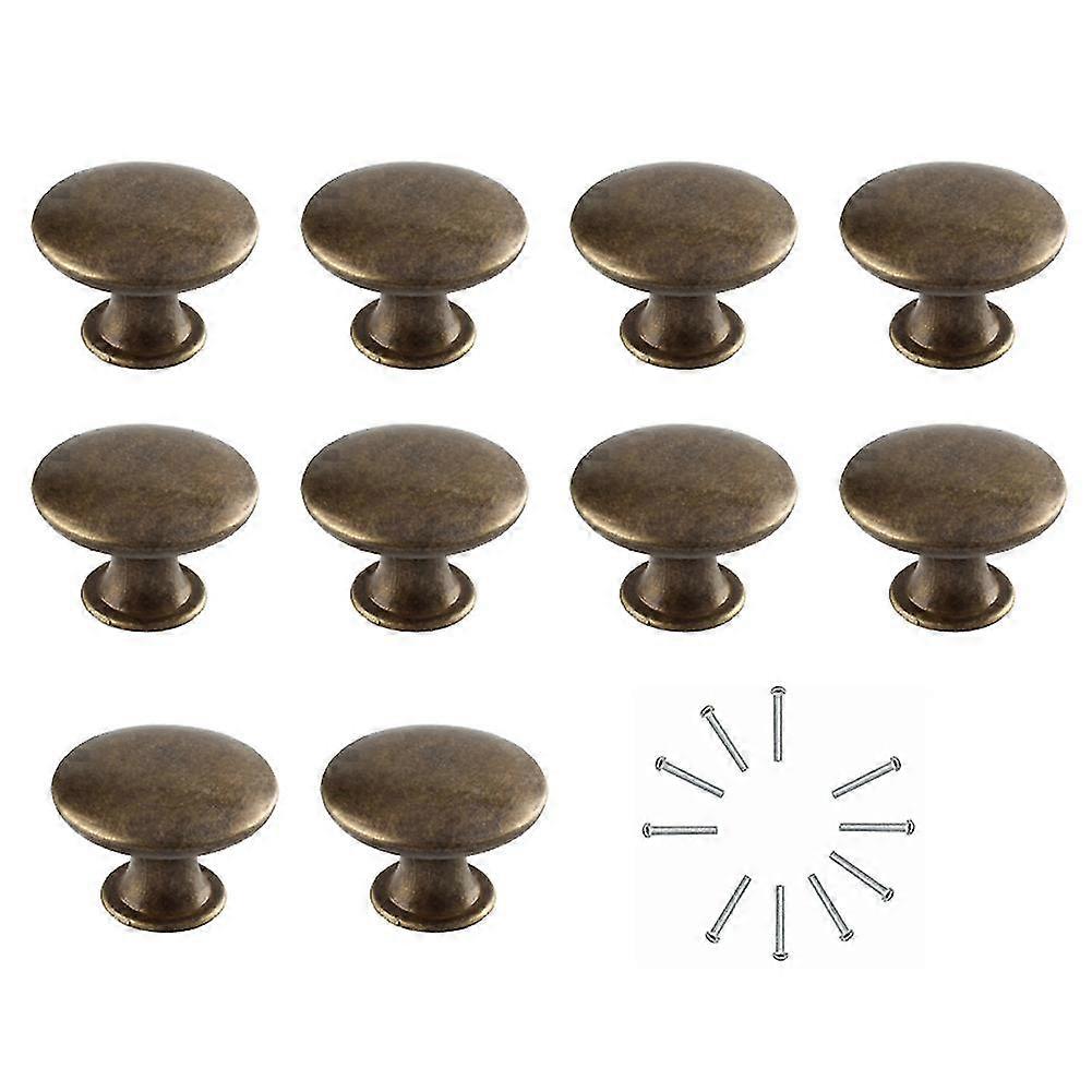 10pcs Hollow Round Flat Head Pull Handles Knobs With Screws For Drawer Cabinet