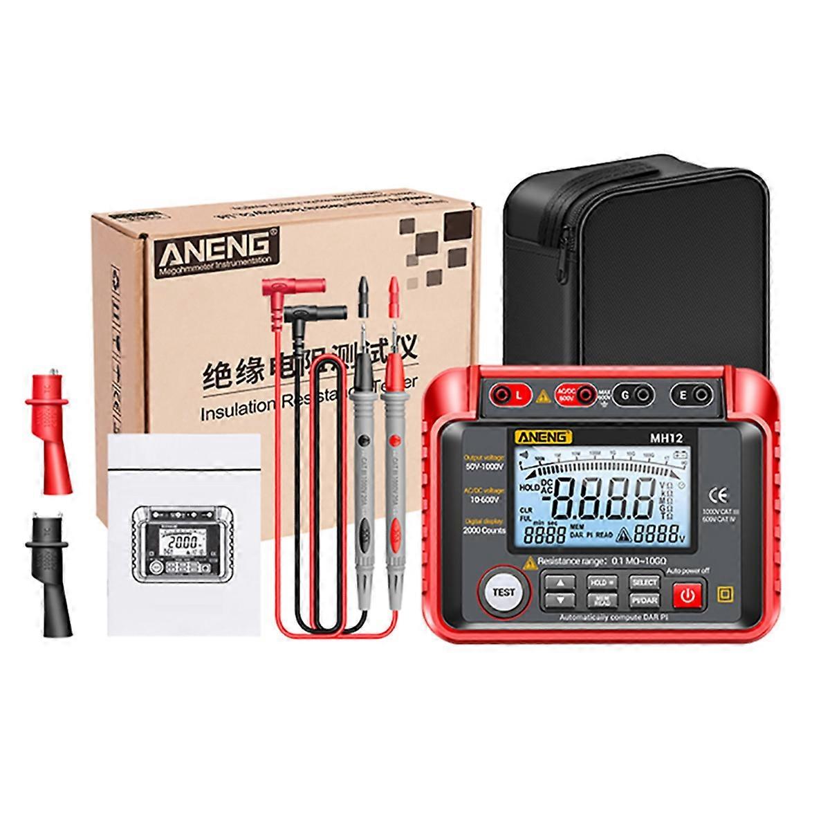 MH12 Tester di resistenza di terra di isolamento Misuratore digitale Ohm AC Tester LCD Megaohmmetro Voltmetro Strumento