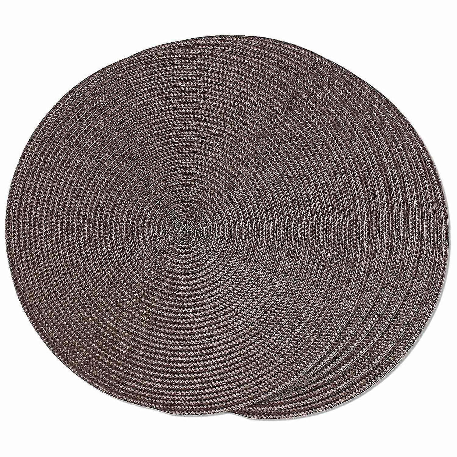 Round Braided Placemats Set of 6 Table Mats for Dining Woven Washable Non-Slip Place Mats 15 Inch(B