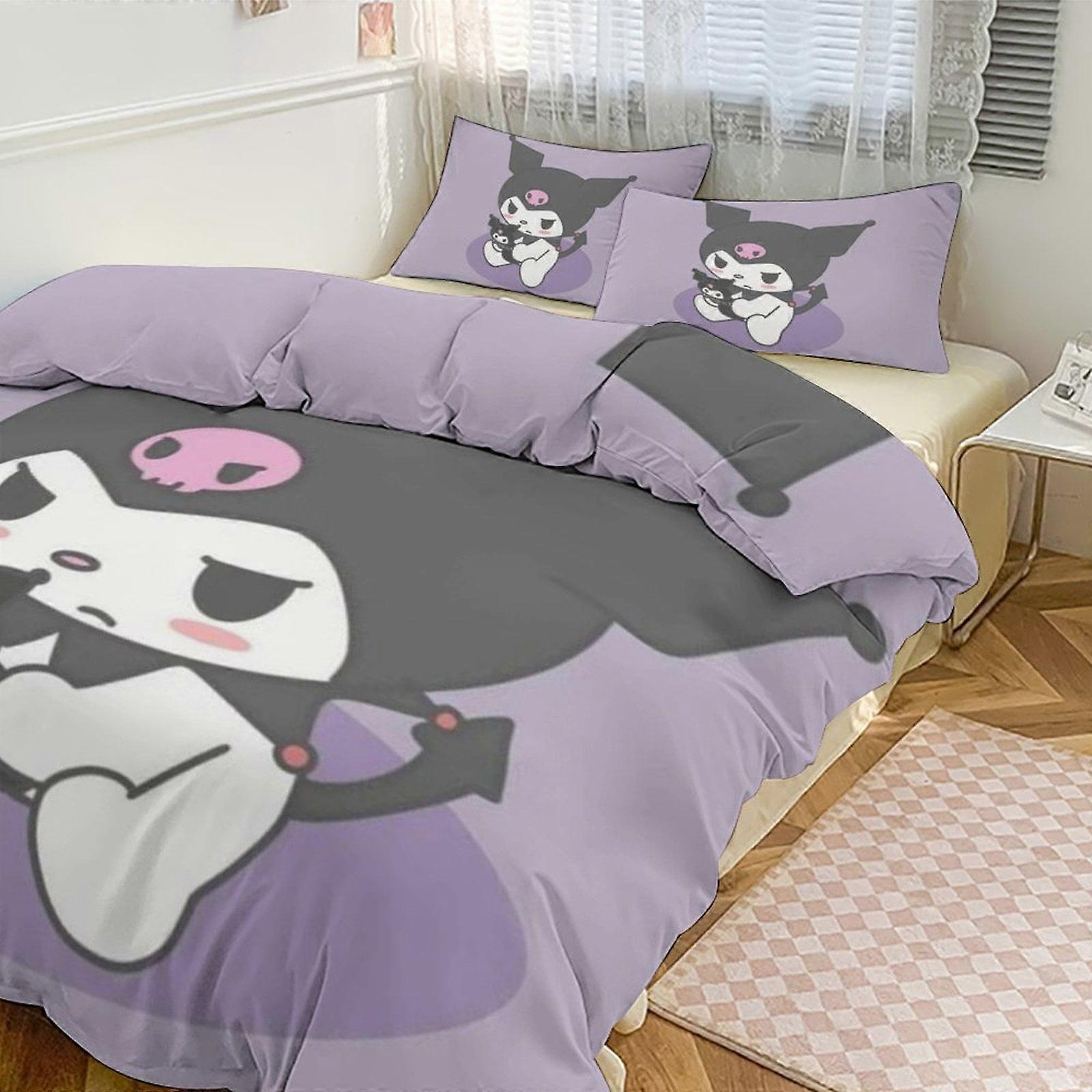 Bedding set JP543 Kuromi Anime Duvet Cover Set 3 piece set with multiple sizes, warm and comfortable, skin friendly TH543