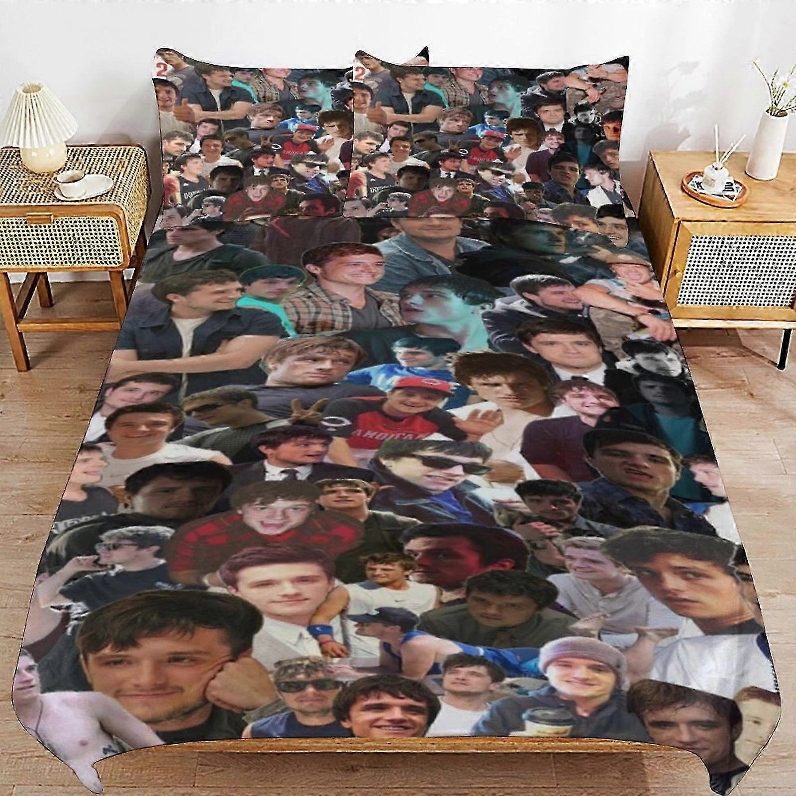 o2887 ملاءات السرير جو هاتشرسون طقم مفروشات غطاء لحاف مفروشات كرتونية مريحة وخفيفة الوزن 3 قطعة (علبة) (1 غطاء لحاف و 2 غطاء وسادة) كن