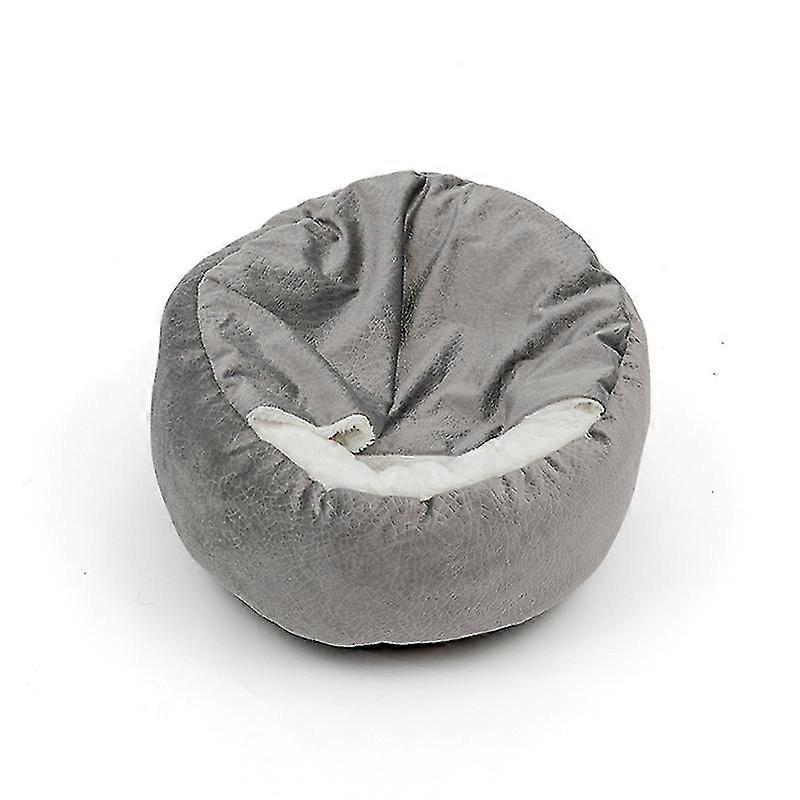 Puppy Dog Bed Round Plush Cat Bed, Washable Plush Cat Bed Medium Dog Bed Dog Bed With Extra Blanket, Diameter 50cm (gray)