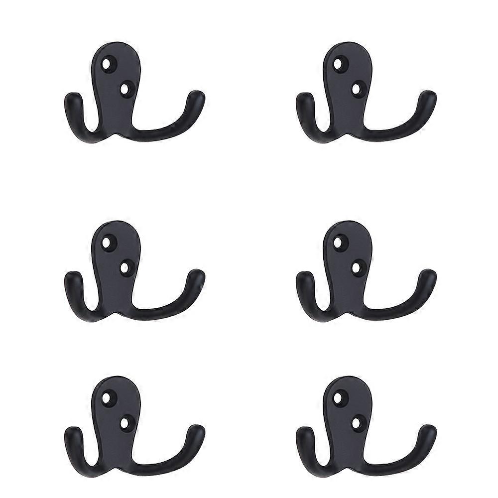 6Pcs Cabinet Door Wardrobe Entry Hook, Robe Hook, Opaque Black