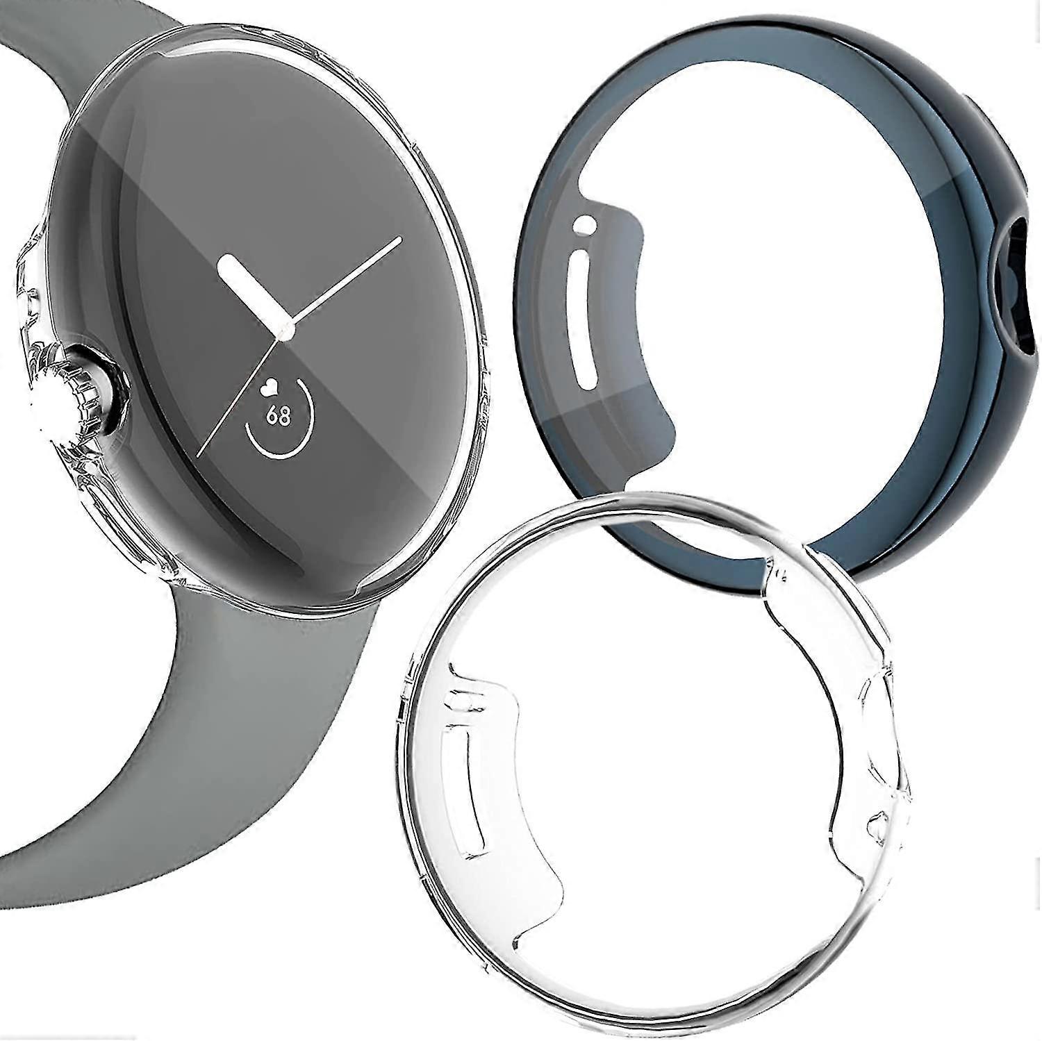 2pcs Case Compatible Google Pixel Watch With Screen Protector, Soft Thin Google Pixel Watch Bumper Case