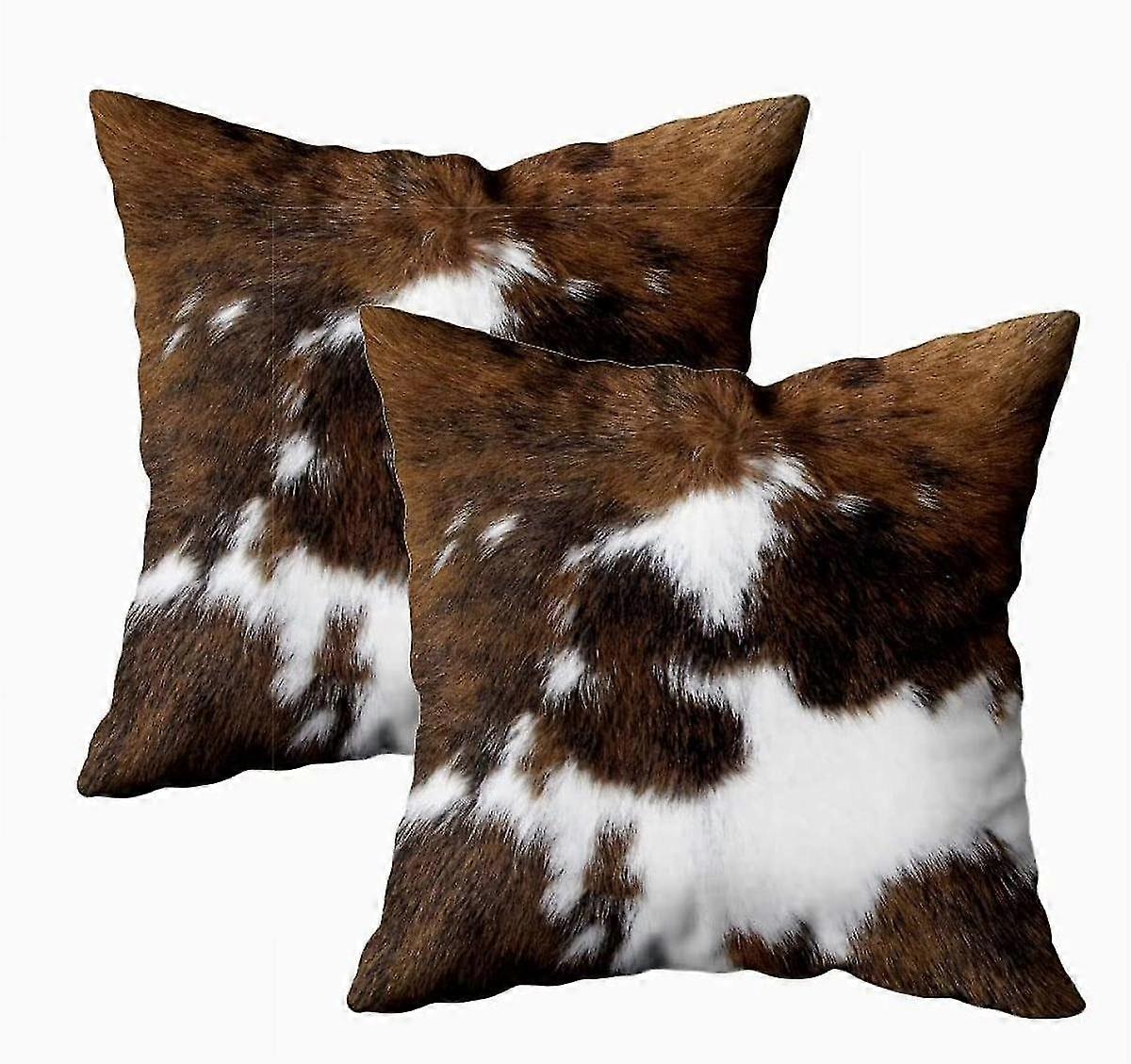 2 pacotes escondidos de fronha com zíper de natal Cowhide Accent Impressão 18x18inch, decoração Throw Custom Cotton Pillow Capa almofada Capa de almofada para casa