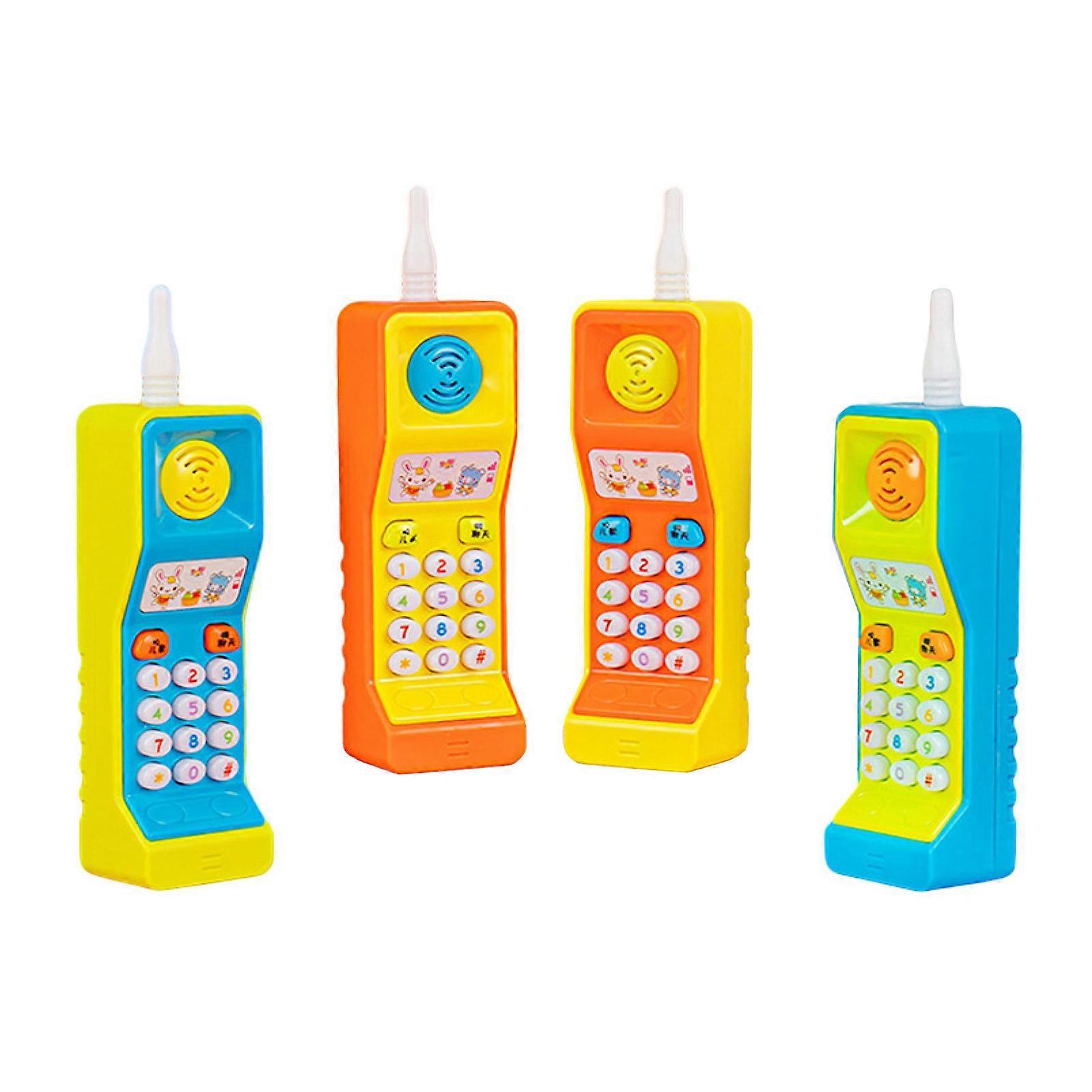 Mobile Phone Toy with 5 Songs Portable Cartoon Colorful Round Edge Exercise Responsiveness Gentle Sound Toddler Cell Phone Model with Light Music Toy 