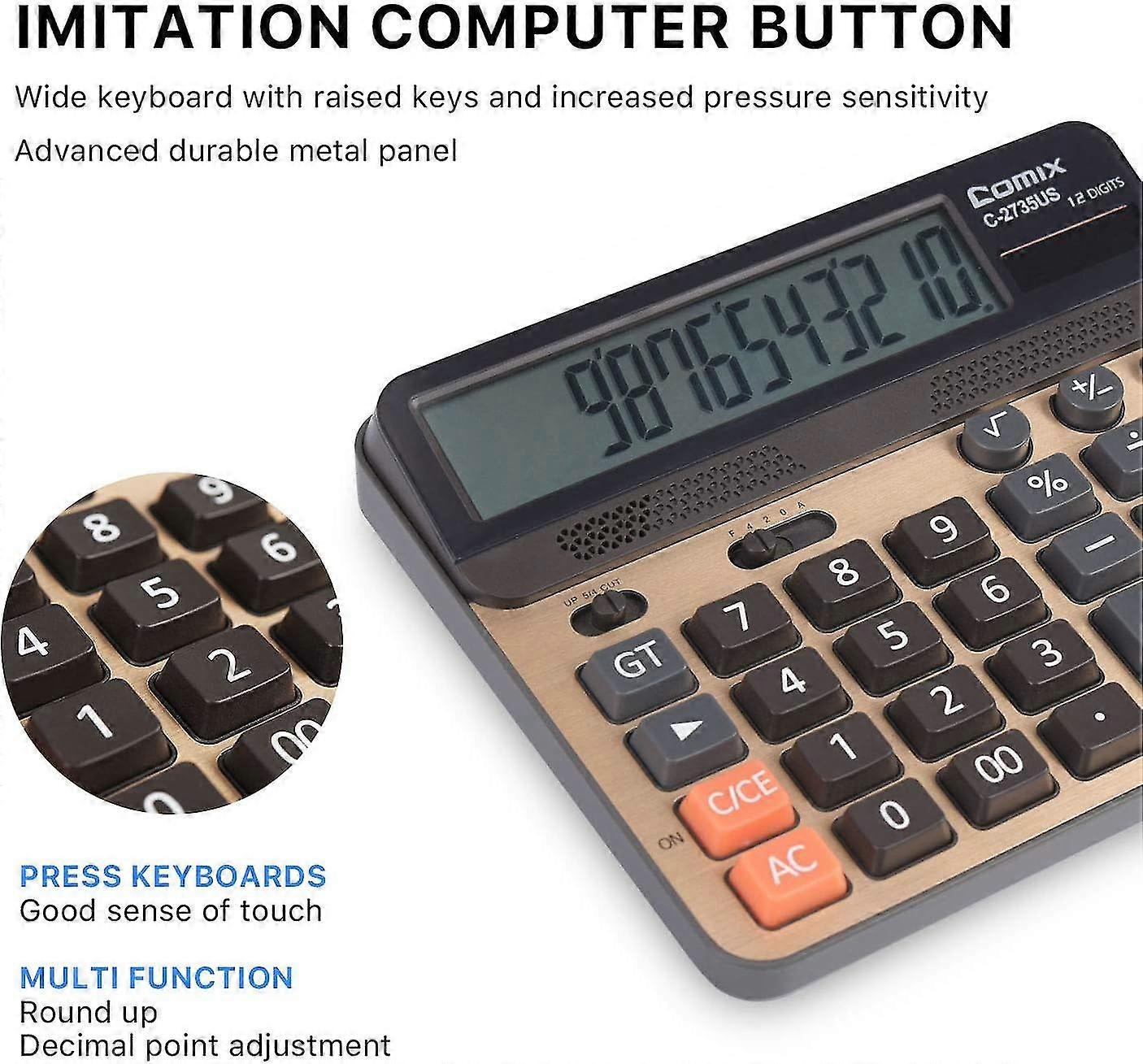 Calculator 12 Digits Lcd Display Standard Function Desk Calculators ...