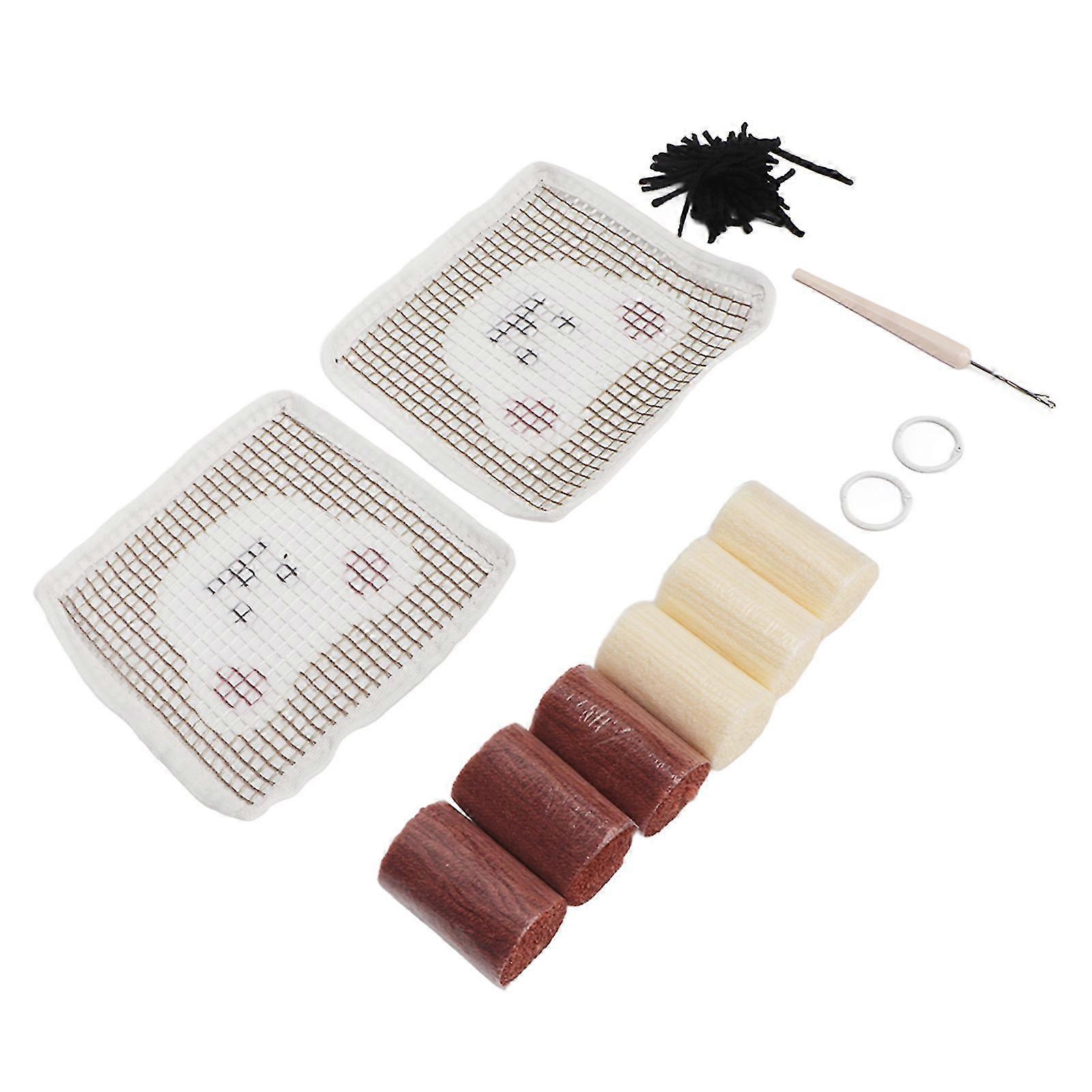 Latch Hook Kit Cup Coaster Diy Set Lovely Bear Pattern Home Decoration For Handcraft