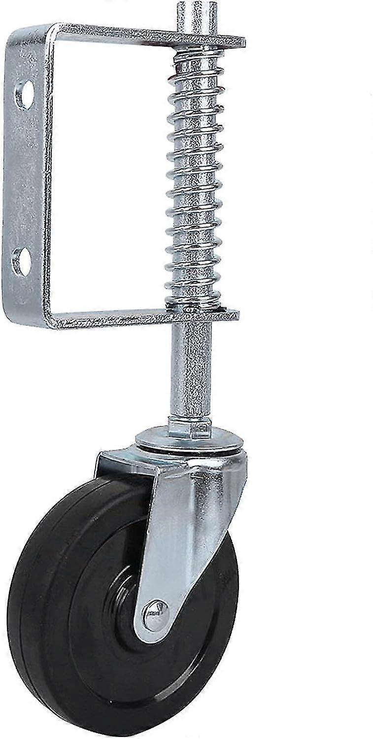 For 4 Rubber Gate Wheel - Spring Loaded Swivel Caster, Heavy Duty Caster, Industrial Transport Swivel Caster for Gate, 220lbs/100kg Load Capacity, Rel