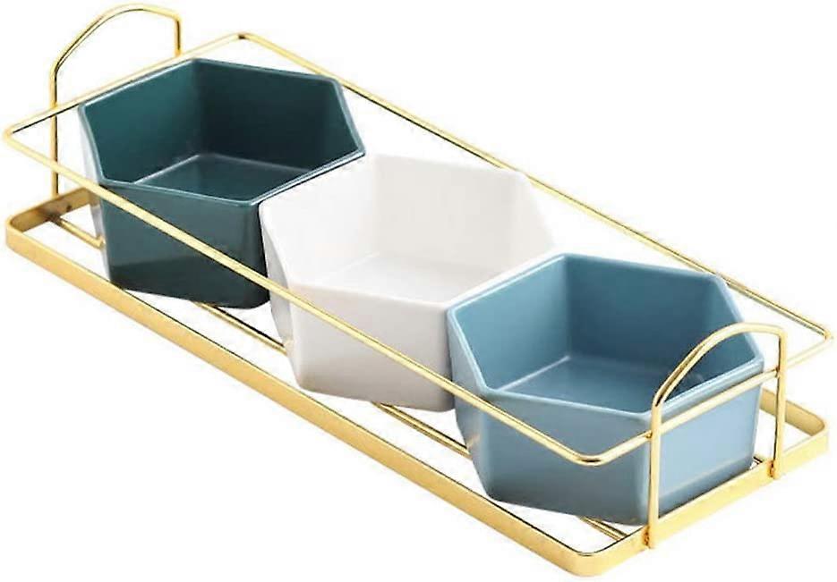 Ceramic Starter Serving Tray 3 Compartments Dried Fruit Snack Tray Fruit Platter Serving Tray Plate