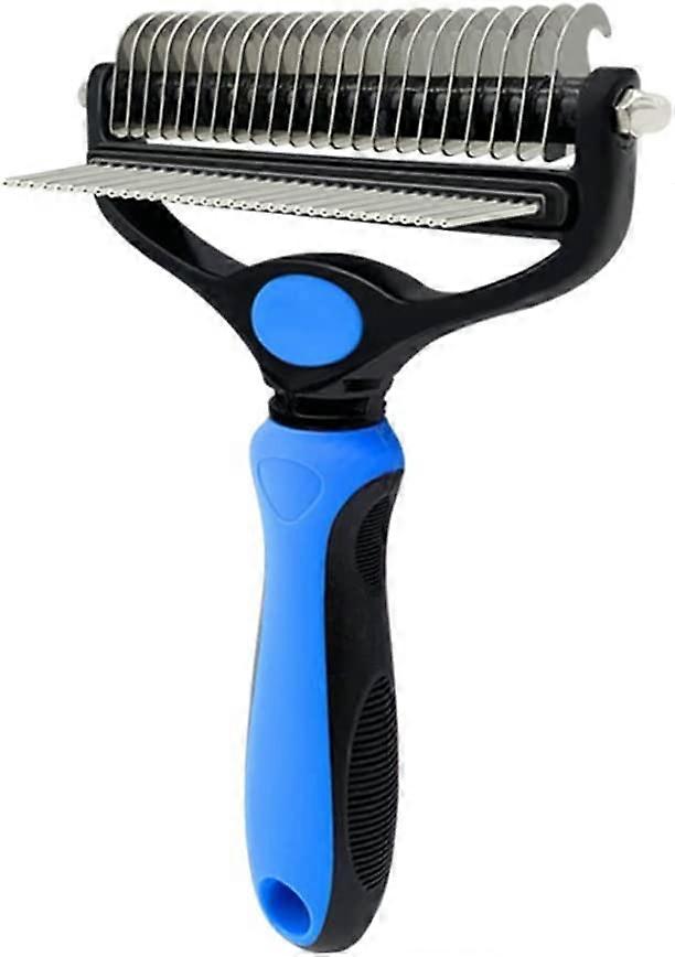 Grooming Detangling Comb Tool Kit 2 in 1 Double Sided Blade Rake Pet Rake and Massage Combs for Cats